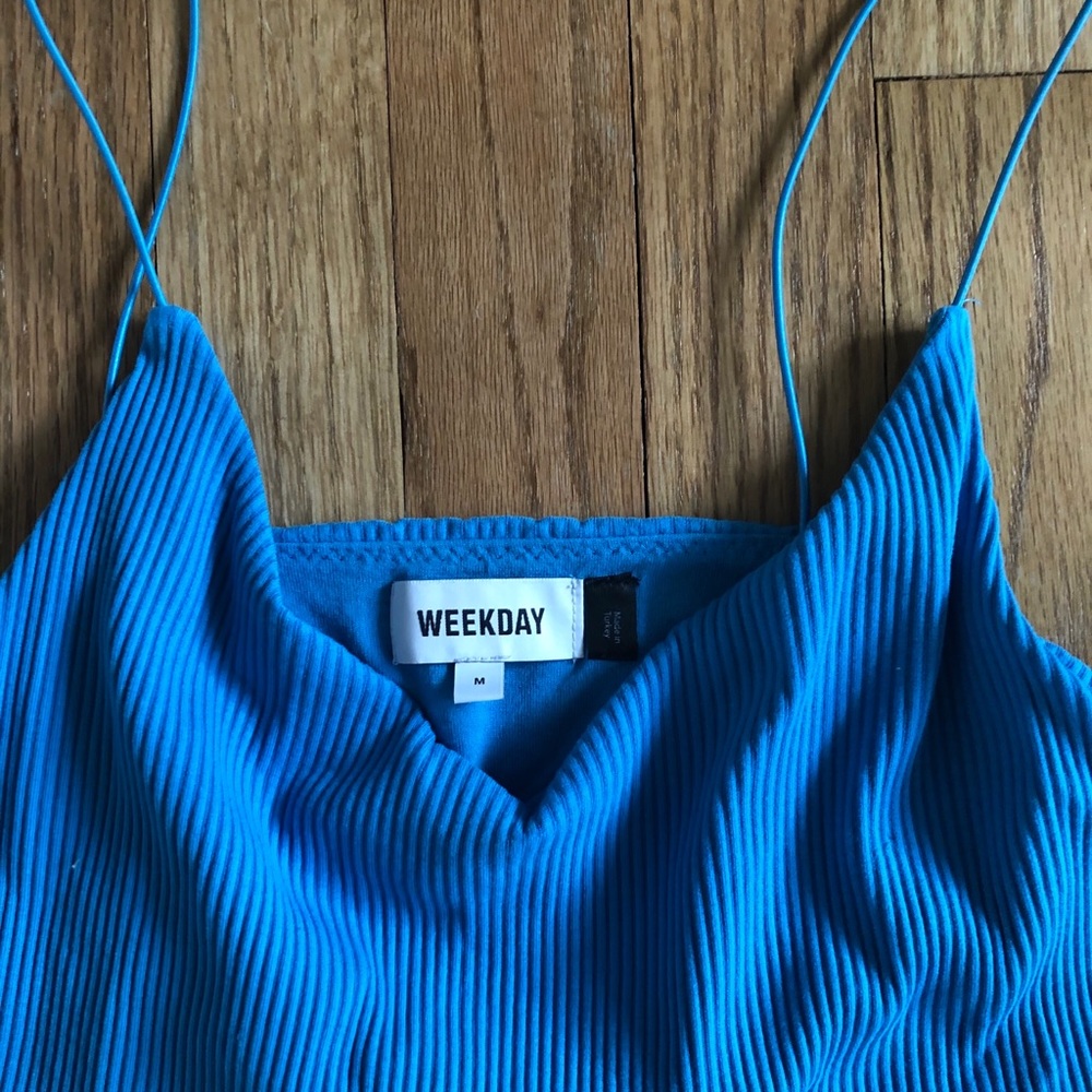 Sky Blue Ribbed Tank - Picture 3 of 4
